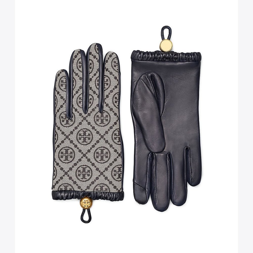 Tory Burch 84663 $298 T Monogram Toggle Gloves Tory Navy Sz 7 NWT!